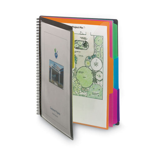 Image of Smead Poly Project Organizer, 12 Letter-Size Sleeves, Gray With Bright Pockets