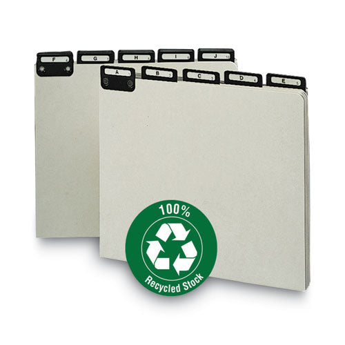 Image of Smead Alphabetic Top Tab Indexed File Guide Set, 1/5-Cut Top Tab, A To Z, 8.5 X 11, Green, 25/set