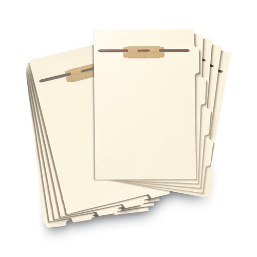 Image of Smead Stackable Folder Dividers with Fasteners, 1/5-Cut Bottom Tab, 1 Fastener, Letter Size, Manila, 4 Dividers/Set, 50 Sets