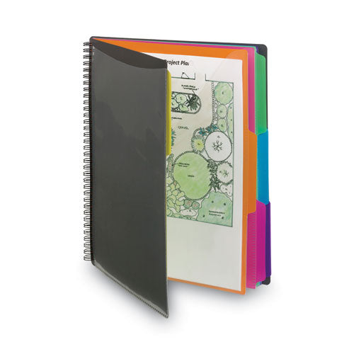 Image of Smead Poly Project Organizer, 12 Letter-Size Sleeves, Gray With Bright Pockets