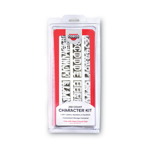 Image of COSCO Message/Business Sign Character Kit with Letters, Numbers and Symbols, 0.75" Tall, White Characters, 258 Pieces