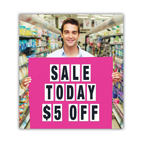 Image of COSCO Peel-and-Stick Letters, Numbers and Symbols, 3" Tall, Black Characters, White Background, 80 Pieces