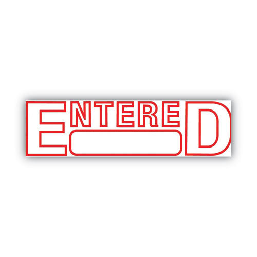 Image of COSCO 2000PLUS® Green Line Message Stamp, Entered, 1.5 x 0.56, Red