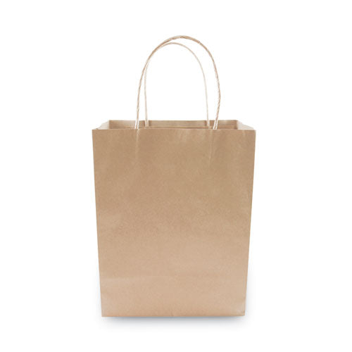 Image of COSCO Premium Shopping Bag, Natural Twisted-Paper Handles, 8" x 4" x 10.25", Brown, 50/Box