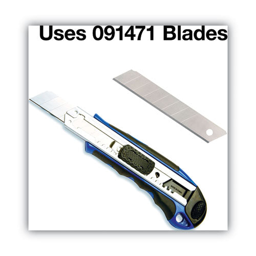 Image of COSCO Heavy-Duty Snap Blade Utility Knife, Four 8-Point Blades, Retractable 4" Blade, 5.5" Plastic/Rubber Handle, Blue
