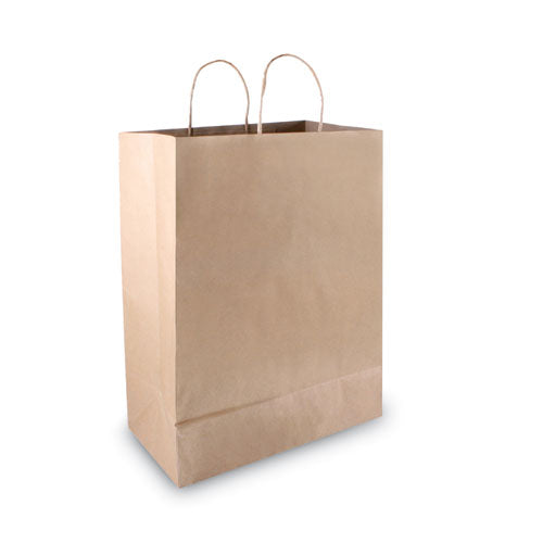 Image of COSCO Premium Shopping Bag, Natural Twisted-Paper Handles, 12" x 6.5" x 17", Brown, 50/Box