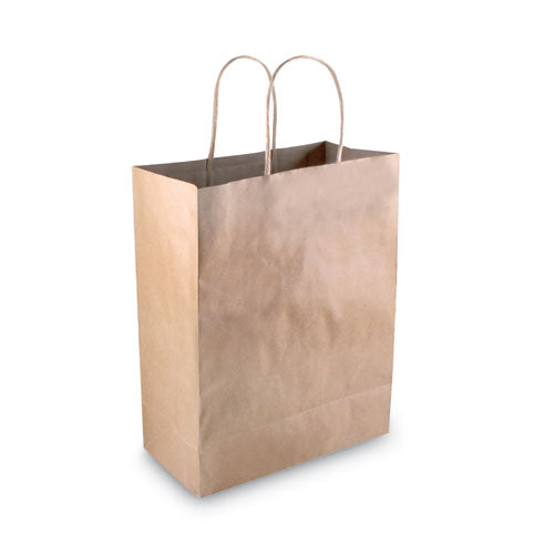Image of COSCO Premium Shopping Bag, Natural Twisted-Paper Handles, 8" x 4" x 10.25", Brown, 50/Box