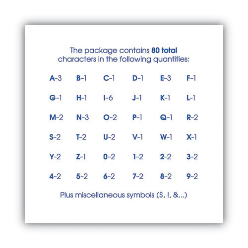 Image of COSCO Peel-and-Stick Letters, Numbers and Symbols, 3" Tall, Black Characters, White Background, 80 Pieces