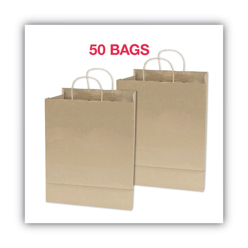Image of COSCO Premium Shopping Bag, Natural Twisted-Paper Handles, 10" x 4.5" x 13", Brown, 50/Box