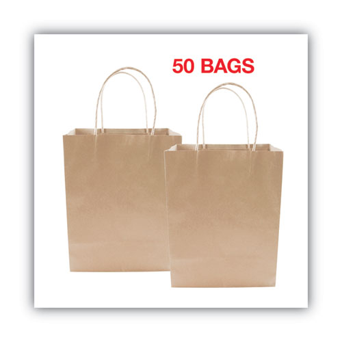 Image of COSCO Premium Shopping Bag, Natural Twisted-Paper Handles, 8" x 4" x 10.25", Brown, 50/Box