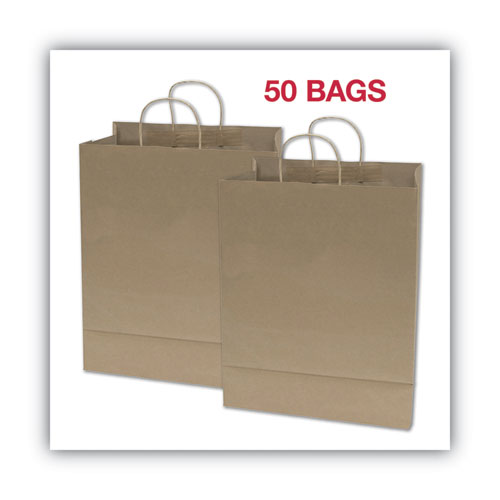 Image of COSCO Premium Shopping Bag, Natural Twisted-Paper Handles, 12" x 6.5" x 17", Brown, 50/Box