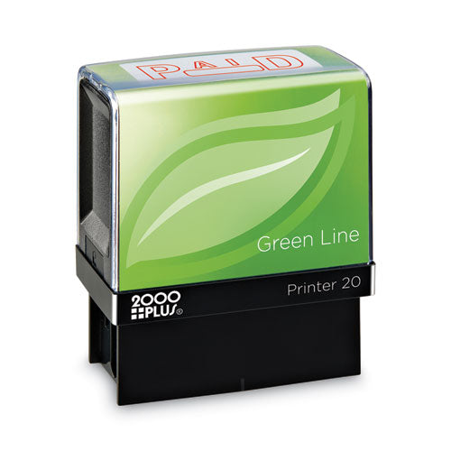 Image of COSCO 2000PLUS® Green Line Message Stamp, Paid, 1.5 x 0.56, Red