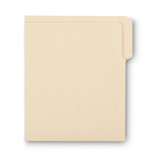 Image of Smead Heavyweight Manila End Tab Folders, 9" High Front, 1/3-Cut Tabs: Assorted, Letter, 0.75" Expansion, Manila, 100/Box