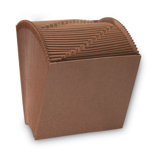 Image of Smead TUFF Expanding Open-Top Stadium File, 31 Sections, 1/31-Cut Tabs, Letter Size, Redrope