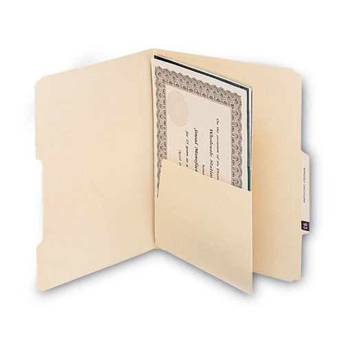Image of Smead Self-Adhesive Folder Dividers with 5.5" Pockets for Top/End Tab Folders, 1 Fastener, Letter Size, Manila, 25/Pack