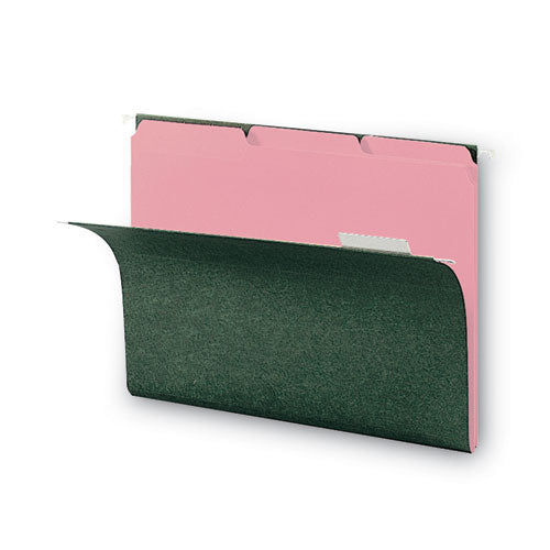 Image of Smead Interior File Folders, 1/3-Cut Tabs: Assorted, Letter Size, 0.75" Expansion, Pink, 100/Box