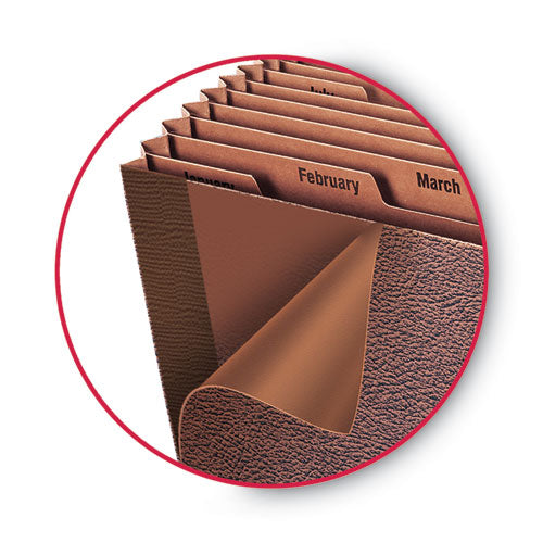 Image of Smead TUFF Expanding Open-Top Stadium File, 12 Sections, 1/12-Cut Tabs, Letter Size, Redrope