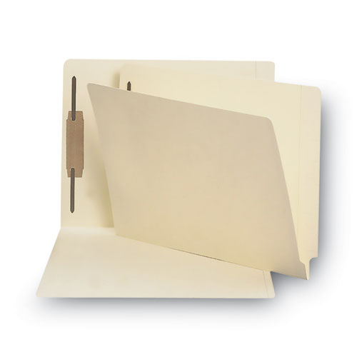 Image of Smead End Tab Fastener Folders with Reinforced Straight Tabs, 14-pt Manila, 1 Fastener, Letter Size, Manila Exterior, 50/Box