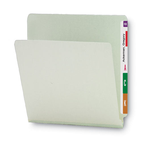 Image of Smead Extra-Heavy Recycled Pressboard End Tab Folders, Straight Tabs, Letter Size, 1" Expansion, Gray-Green, 25/Box