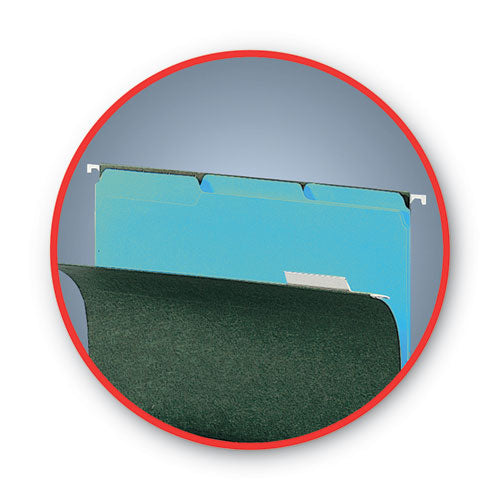 Image of Smead Interior File Folders, 1/3-Cut Tabs: Assorted, Letter Size, 0.75" Expansion, Aqua, 100/Box