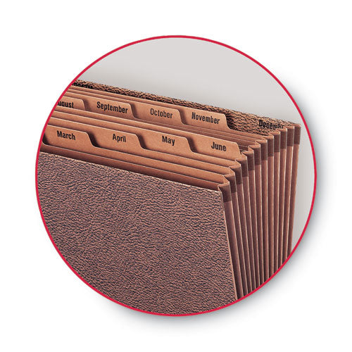 Image of Smead TUFF Expanding Open-Top Stadium File, 12 Sections, 1/12-Cut Tabs, Letter Size, Redrope