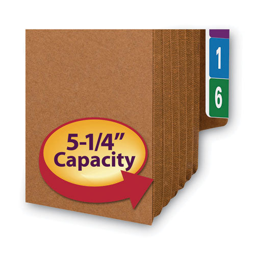 Image of Smead Heavy-Duty Redrope End Tab Tuff Pockets, 5.25" Expansion, Letter Size, Redrope, 10/box