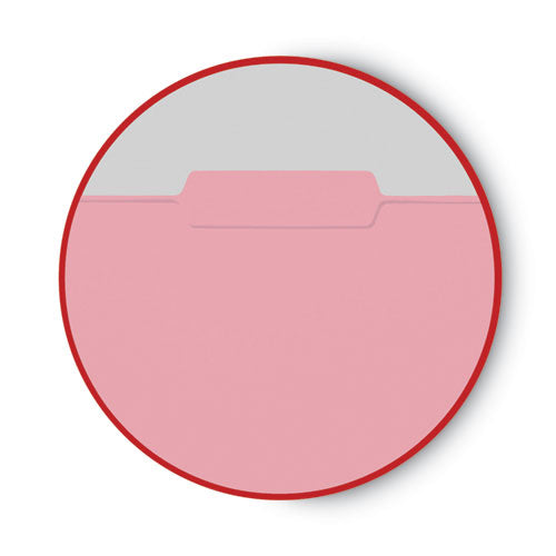 Image of Smead Interior File Folders, 1/3-Cut Tabs: Assorted, Letter Size, 0.75" Expansion, Pink, 100/Box