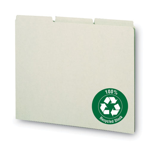 Image of Smead Recycled Blank Top Tab File Guides, 1/3-Cut Top Tab, Blank, 8.5 X 11, Green, 100/box