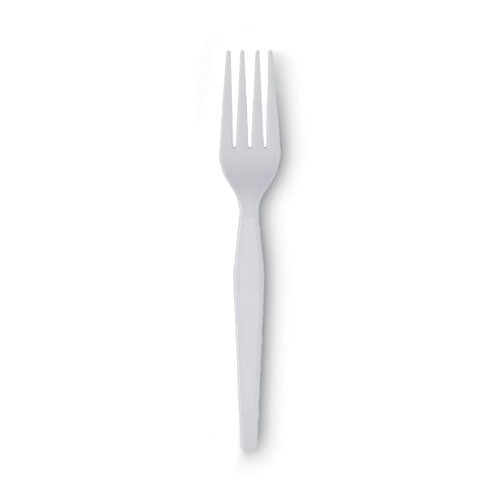 Image of Dixie® Plastic Cutlery, Heavyweight Fork, White, 100/Box, 10 Boxes/Carton