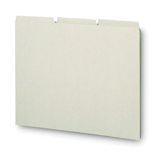 Image of Smead Recycled Blank Top Tab File Guides, 1/3-Cut Top Tab, Blank, 8.5 X 11, Green, 100/box