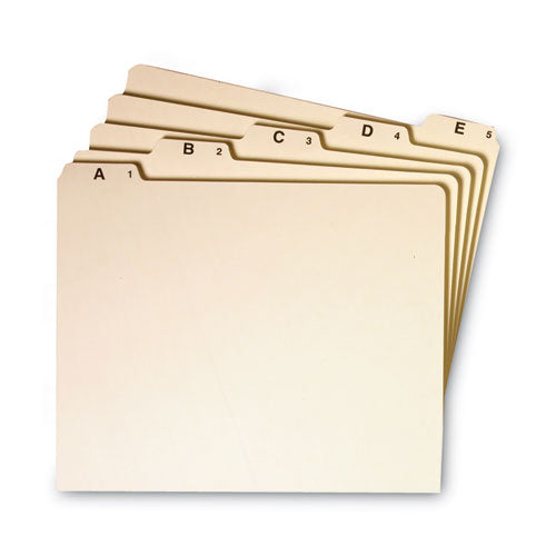 Image of Smead Alphabetic Top Tab Indexed File Guide Set, 1/5-Cut Top Tab, A To Z, 8.5 X 11, Manila, 25/set