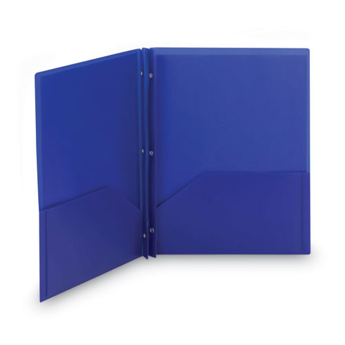Image of Smead Poly Two-Pocket Folder With Fasteners, 180-Sheet Capacity, 11 X 8.5, Blue, 25/box