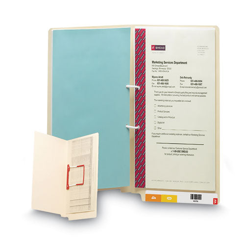 Image of Smead Heavyweight Manila Reinforced End Tab U-Clip Fastener Folders, 0.75" Expansion, 1 Fastener, Letter Size, Manila, 50/Box
