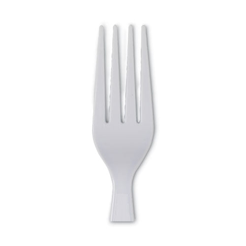 Image of Dixie® Plastic Cutlery, Heavyweight Fork, White, 100/Box