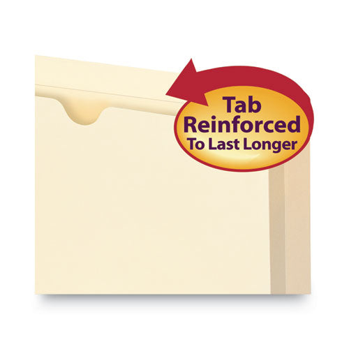 Image of Smead 100% Recycled Top Tab File Jackets, Straight Tab, Legal Size, Manila, 50/box