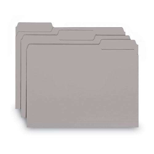 Image of Smead Interior File Folders, 1/3-Cut Tabs: Assorted, Letter Size, 0.75" Expansion, Gray, 100/Box