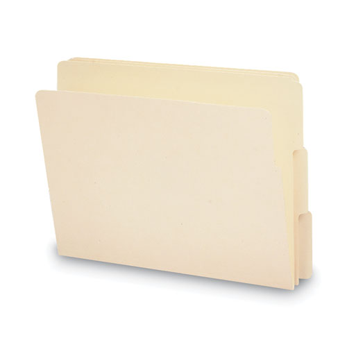 Image of Smead Heavyweight Manila End Tab Folders, 9" High Front, 1/3-Cut Tabs: Assorted, Letter, 0.75" Expansion, Manila, 100/Box