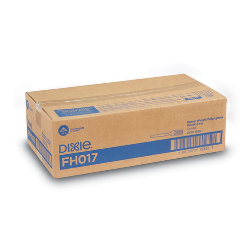 Image of Dixie® Plastic Cutlery, Heavyweight Fork, Clear, 1,000/Carton