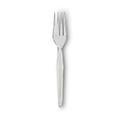Image of Dixie® Plastic Cutlery, Heavyweight Fork, Clear, 1,000/Carton