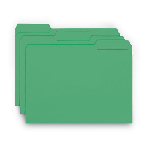 Image of Smead Interior File Folders, 1/3-Cut Tabs: Assorted, Letter Size, 0.75" Expansion, Green, 100/Box
