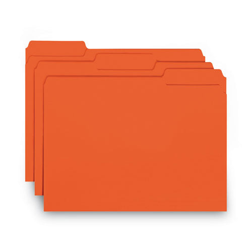 Image of Smead Interior File Folders, 1/3-Cut Tabs: Assorted, Letter Size, 0.75" Expansion, Orange, 100/Box