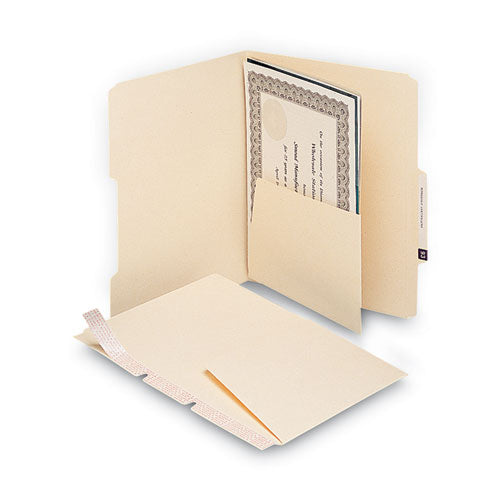 Image of Smead Self-Adhesive Folder Dividers with 5.5" Pockets for Top/End Tab Folders, 1 Fastener, Letter Size, Manila, 25/Pack