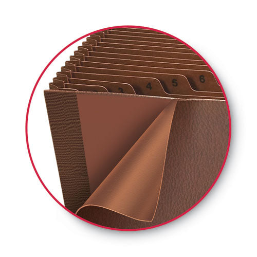 Image of Smead TUFF Expanding Open-Top Stadium File, 31 Sections, 1/31-Cut Tabs, Letter Size, Redrope