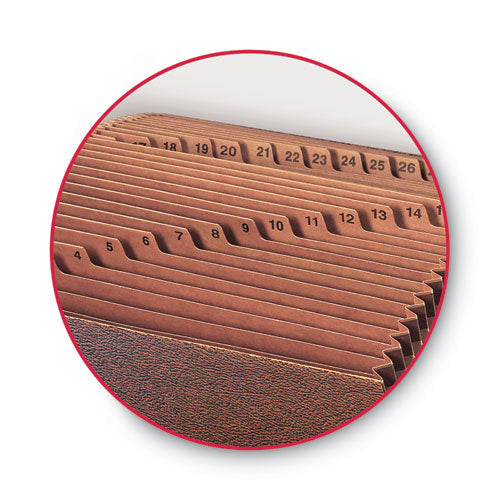Image of Smead TUFF Expanding Open-Top Stadium File, 31 Sections, 1/31-Cut Tabs, Letter Size, Redrope