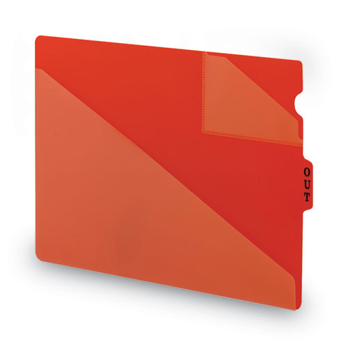 Image of Smead End Tab Poly Out Guides, Two-Pocket Style, 1/3-Cut End Tab, Out, 8.5 X 14, Red, 50/box