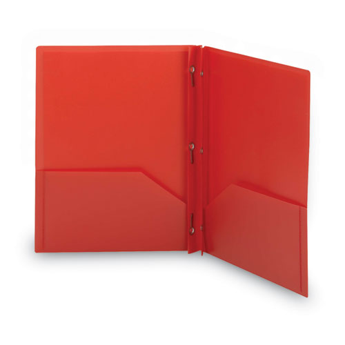 Image of Smead Poly Two-Pocket Folder With Fasteners, 180-Sheet Capacity, 11 X 8.5, Red, 25/box