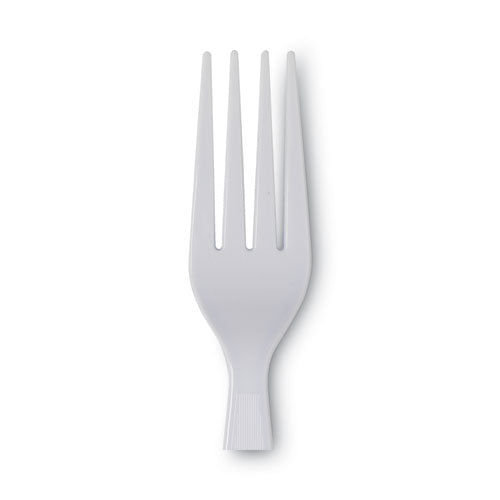 Image of Dixie® Plastic Cutlery, Heavyweight Fork, White, 100/Box, 10 Boxes/Carton