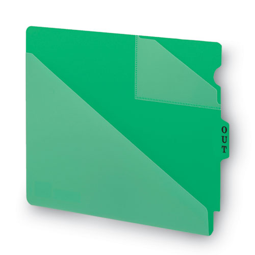 Image of Smead End Tab Poly Out Guides, Two-Pocket Style, 1/3-Cut End Tab, Out, 8.5 X 11, Green, 50/box