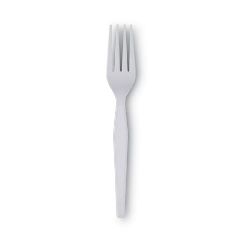 Image of Dixie® Plastic Cutlery, Heavyweight Fork, White, 100/Box