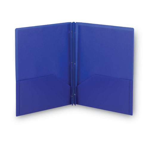 Image of Smead Poly Two-Pocket Folder With Fasteners, 180-Sheet Capacity, 11 X 8.5, Blue, 25/box